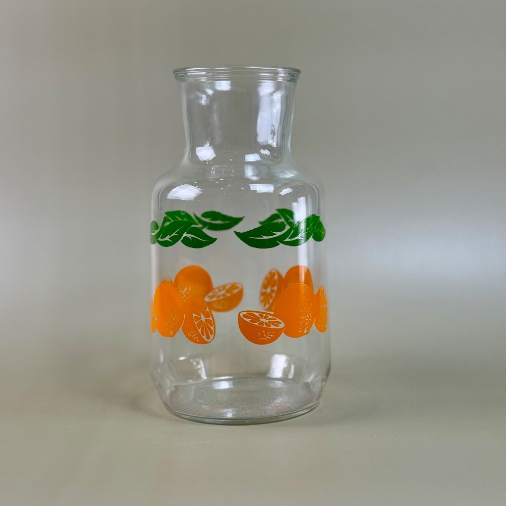 Vintage Anchor Hocking Juice Jug | Citrus Carafe with Oranges & Leaves | 1970s - Picture 6 of 15